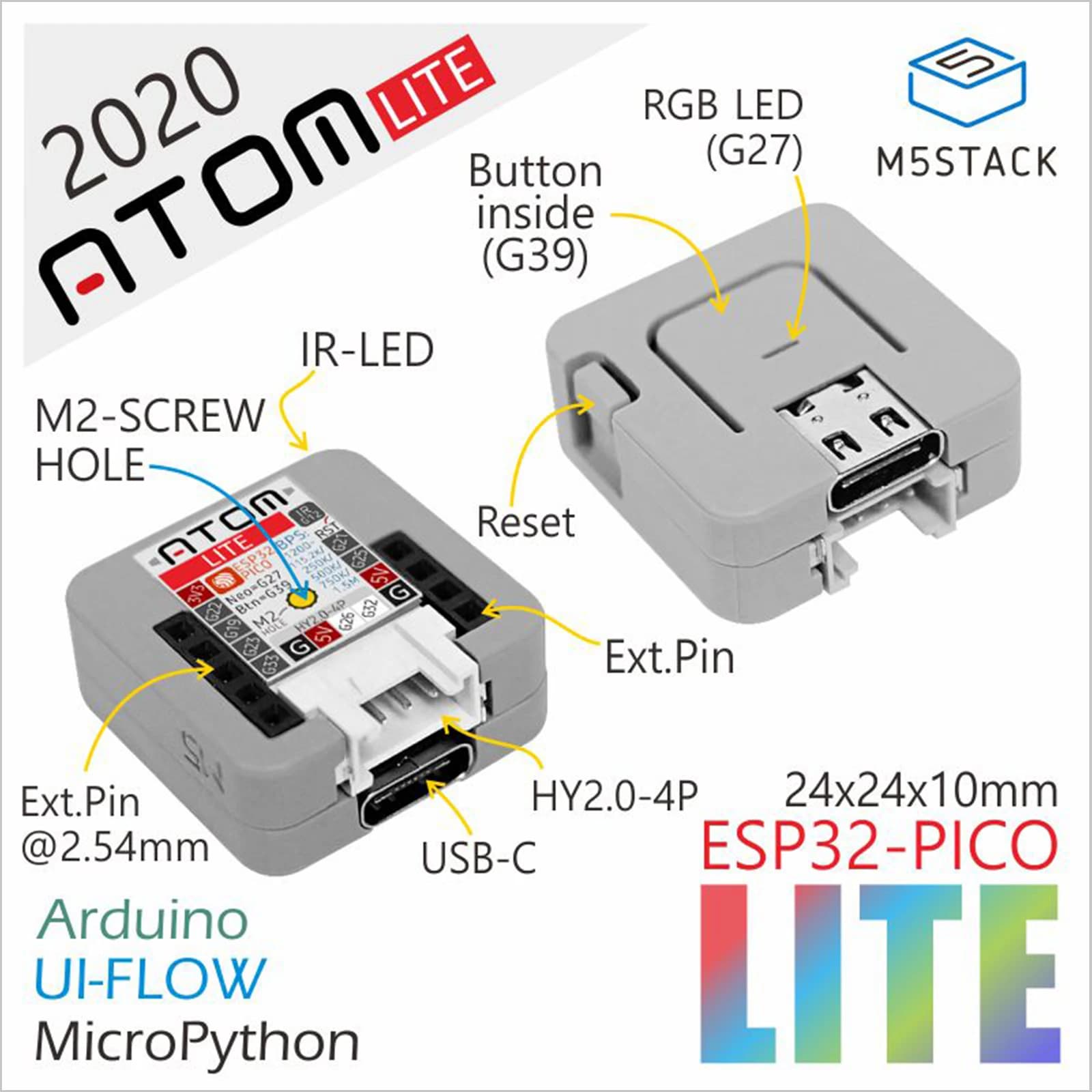 Kit di sviluppo IoT controller programmabile ufficiale ATOM Lite M5Stack ESP32-PICO