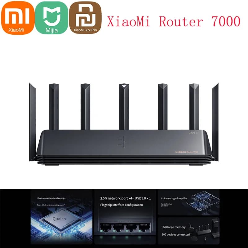 Xiaomi Wireless Wifi 7 Router BE7000 Ripetitore ripetitore segnale Estendi amplificatore Gigabit 160 MHz 1 GB di memoria Tri-band Mesh Mi Route