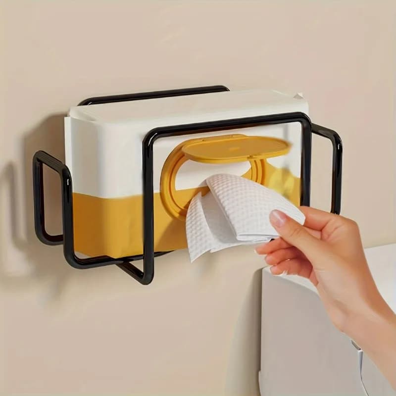 Dispenser per carta igienica da parete in ferro, 1 pezzo, senza foratura, adesivo, porta salviette umidificate per bagno, cucina, toilette