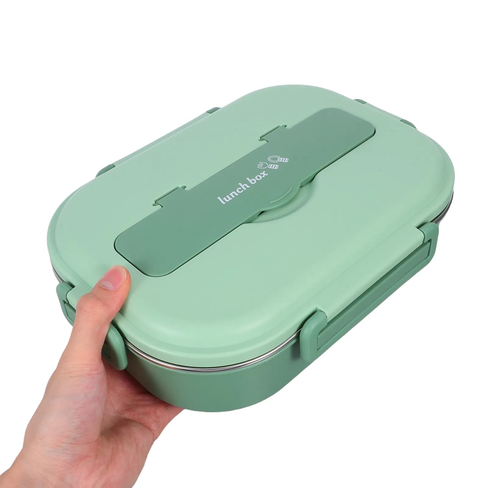 Set di 1 Contenitore per Pranzo in Acciaio Inox da 1500ml con 4 Scomparti, Scatola Ermetica per Conservazione Alimenti, per Preparazione Pasti, Ufficio, Scuola