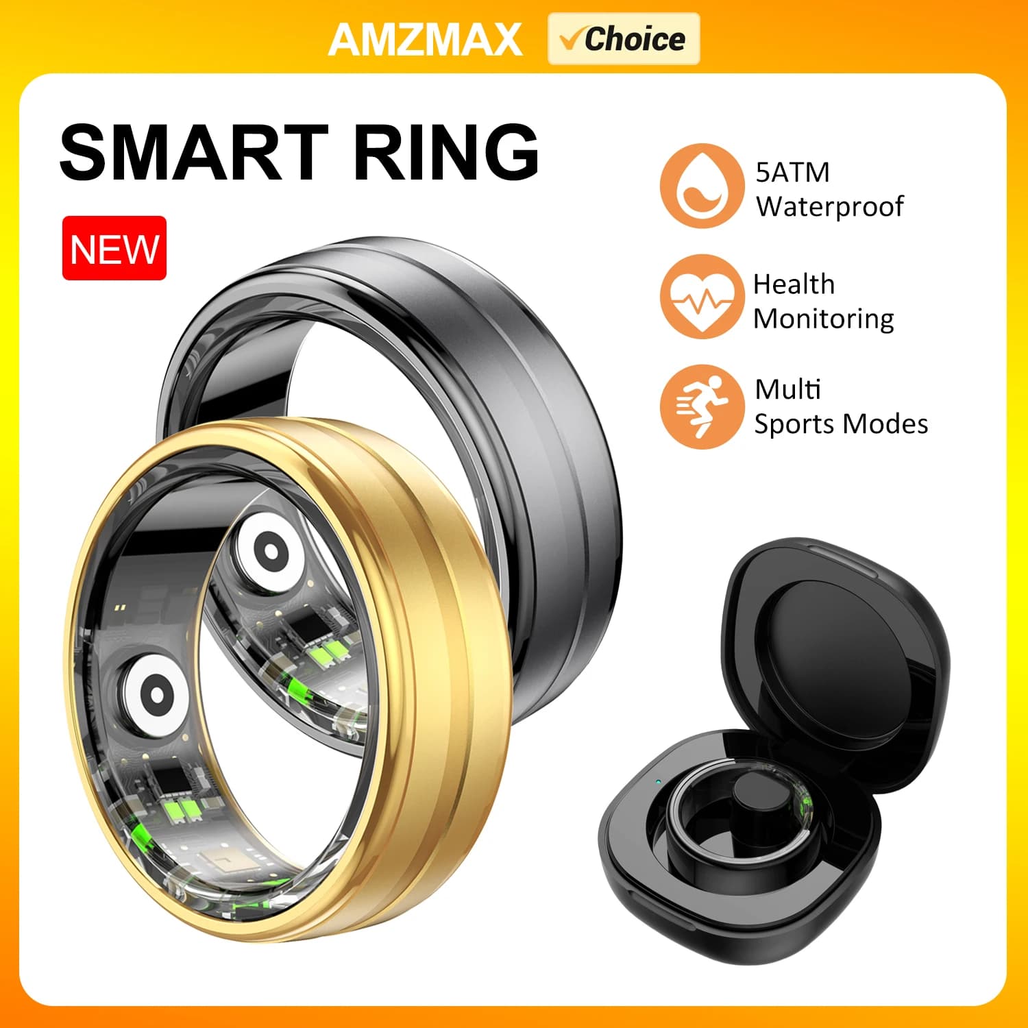 Anello Intelligente R06 per Uomo e Donna, Monitoraggio del Sonno, Frequenza Cardiaca, Ossigeno nel Sangue, Fitness Tracker, Impermeabile IP68