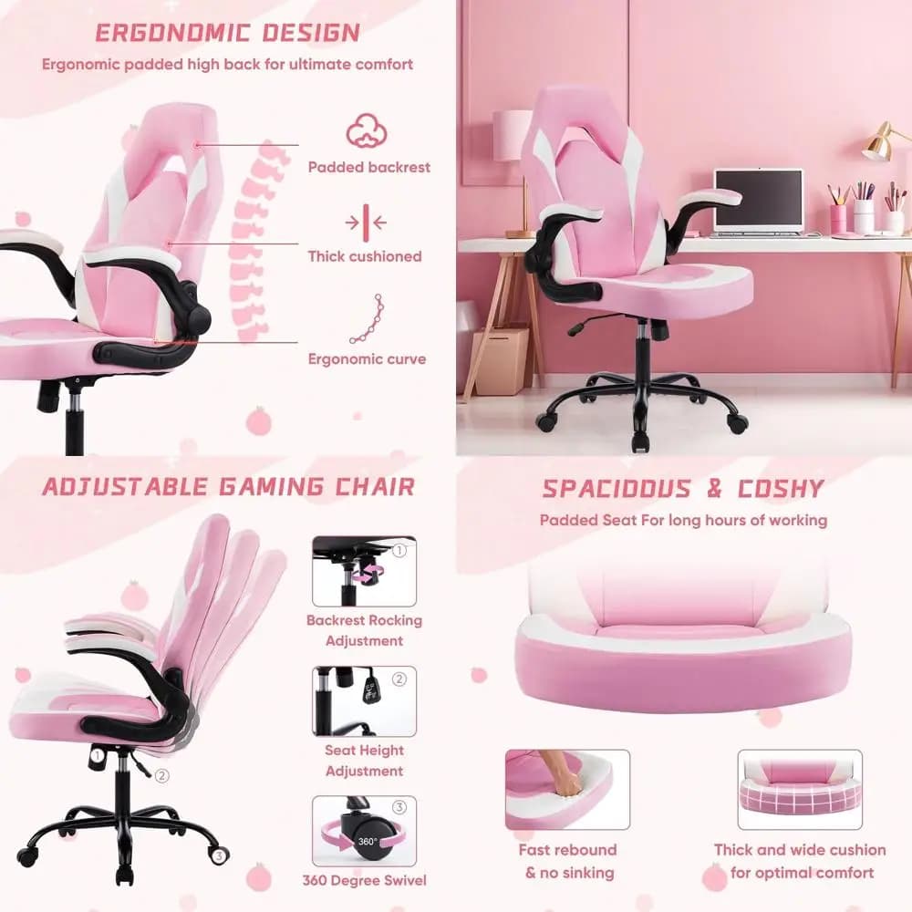 Sedia da Gaming Ergonomica per Persone di Statura Alta con Supporto Lombare, Altezza Regolabile, Rotazione a 360° ° Girevole, in pelle PU, adatto per la casa