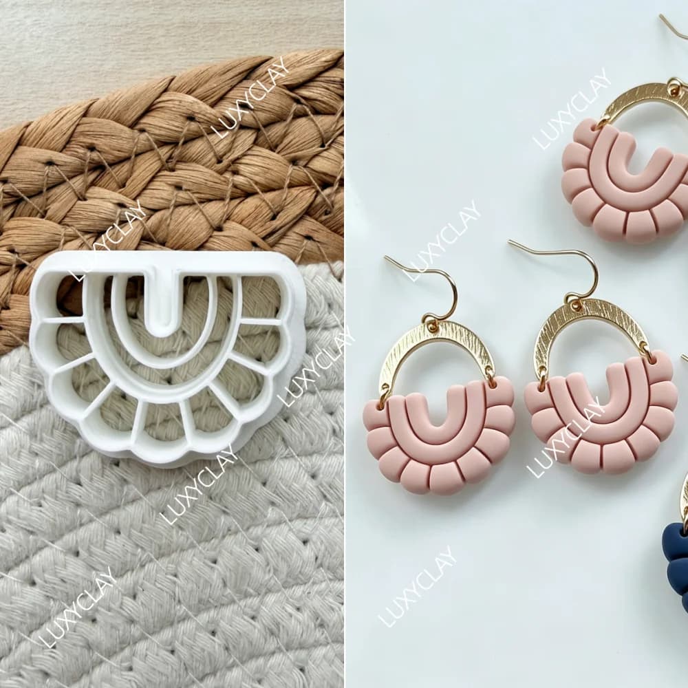 Geometric Boho Clay Cutter, Art Deco Scalloped Arch Shape Cutters for Macrame Polymer Clay & Ceramics Earrings Jewelry Making