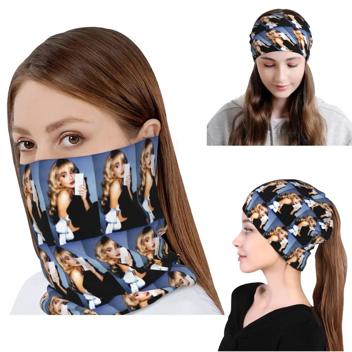 Sabrina Carpenter Eras Tour Bandana Neck Cover Wrap Mask Scarf Multi-use Headwear Beanies Hat Unisex Adult All Season