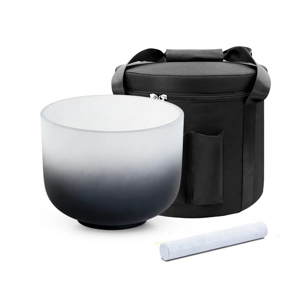 Hye-eun 8inch Black Gradient Professional Quartz 432hz Crystal Singing Bowl with Bag ,Tibetan Bowls Sound Healing Instruments