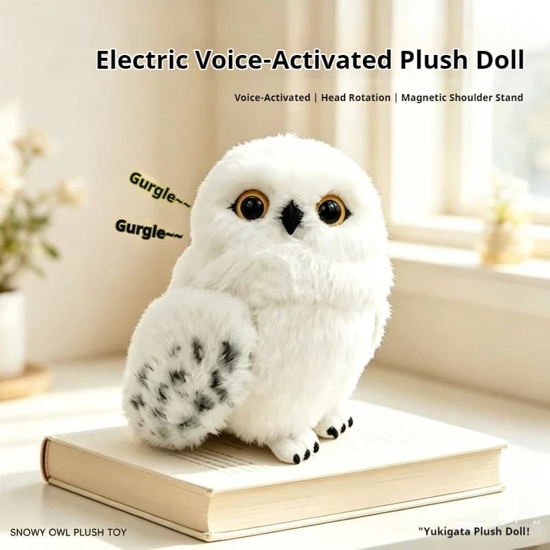 Hedwig Owl Plush Toy Interactive Standing Shoulder Stuffed Animal Soft Fluffy Companion For Adult Bedroom Decor Collection