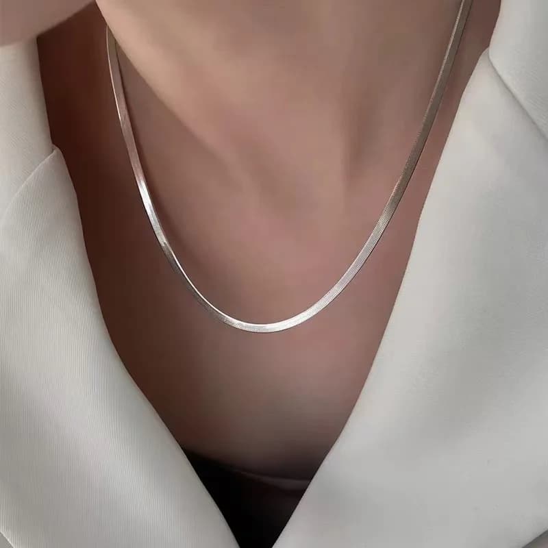 5pcs 304L Stainless Steel Shiny Polished Flat Snake Chain 38/40mm+5mm Choker Necklace Fashion Jewelry Waterproof