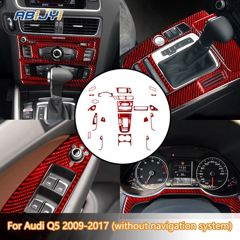 Adesivo protettivo in fibra di carbonio per decorazione interna auto per Audi Q5 2009 2010 2011-2017 senza accessori di navigazione