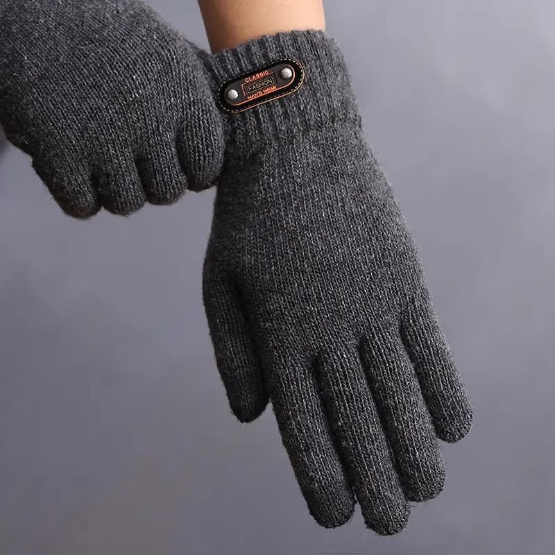 Men's touchscreen gloves, autumn winter, warm, non-slip, knitted cotton, thin, for driving, cycling, outdoor sports, for students