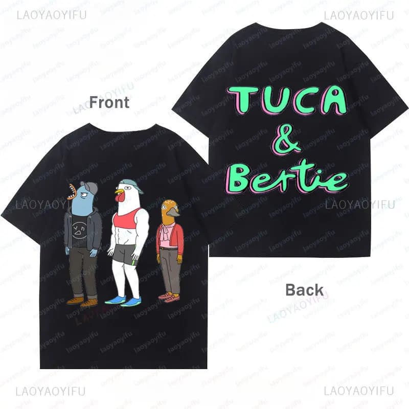 Maglietta con stampa di personaggi del film d'animazione Tuca & Bertie, divertente maglietta a maniche corte per bambini e ragazzi, stile Shoujo.