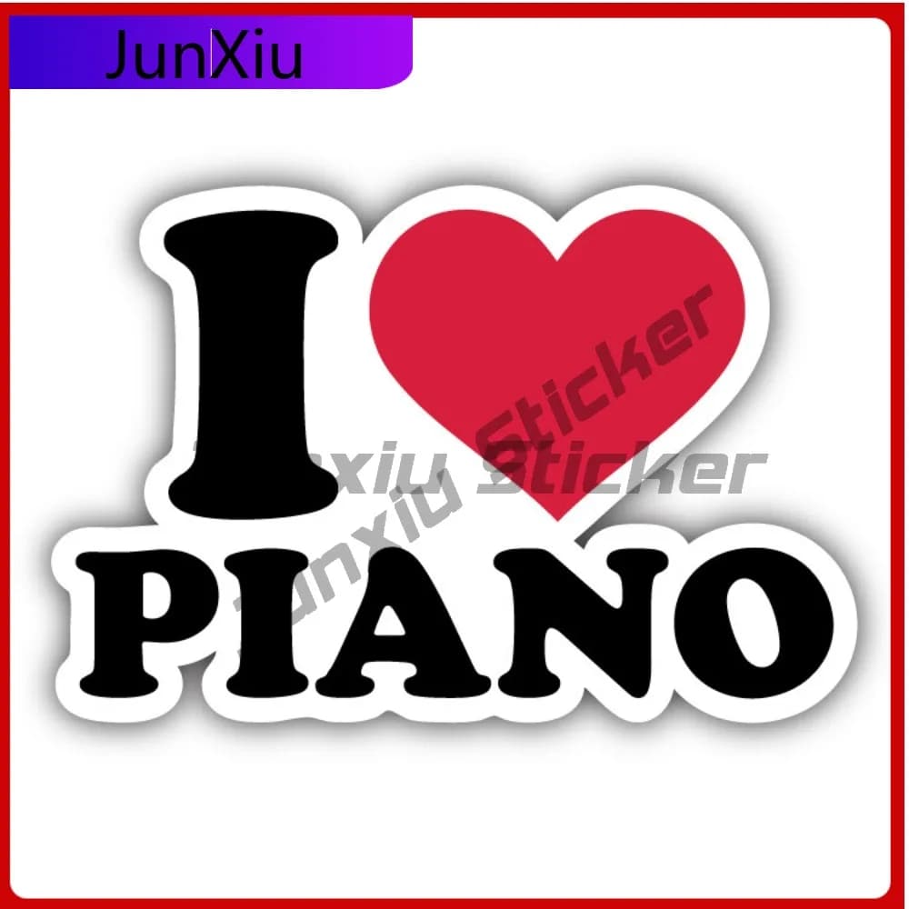 Adesivo per Auto 'I Love Piano' Nuovo Must-Have, Resistente ai Graffi, Moderno, Impermeabile, in Vinile per Laptop, Finestrini, Paraurti, Esterni Auto