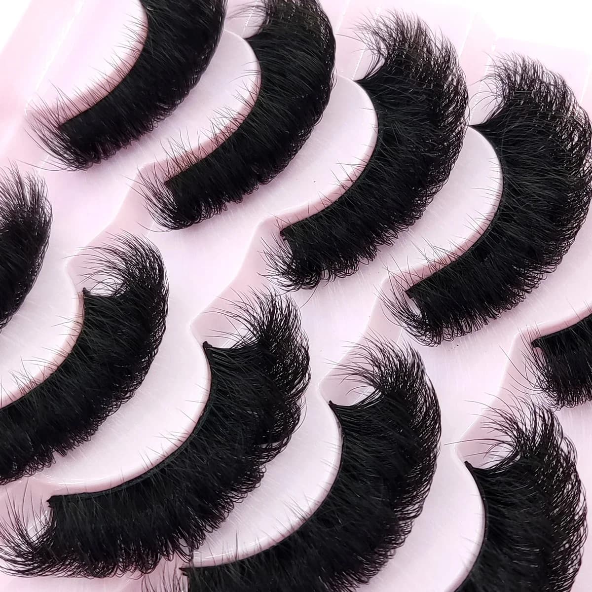 AMSDCN 5/7Pairs 8D Mink Lashes Natural Mink False Eyelashes Dramatic Volume Fake Eyelash Extension Faux Cils Wholesale Makeup