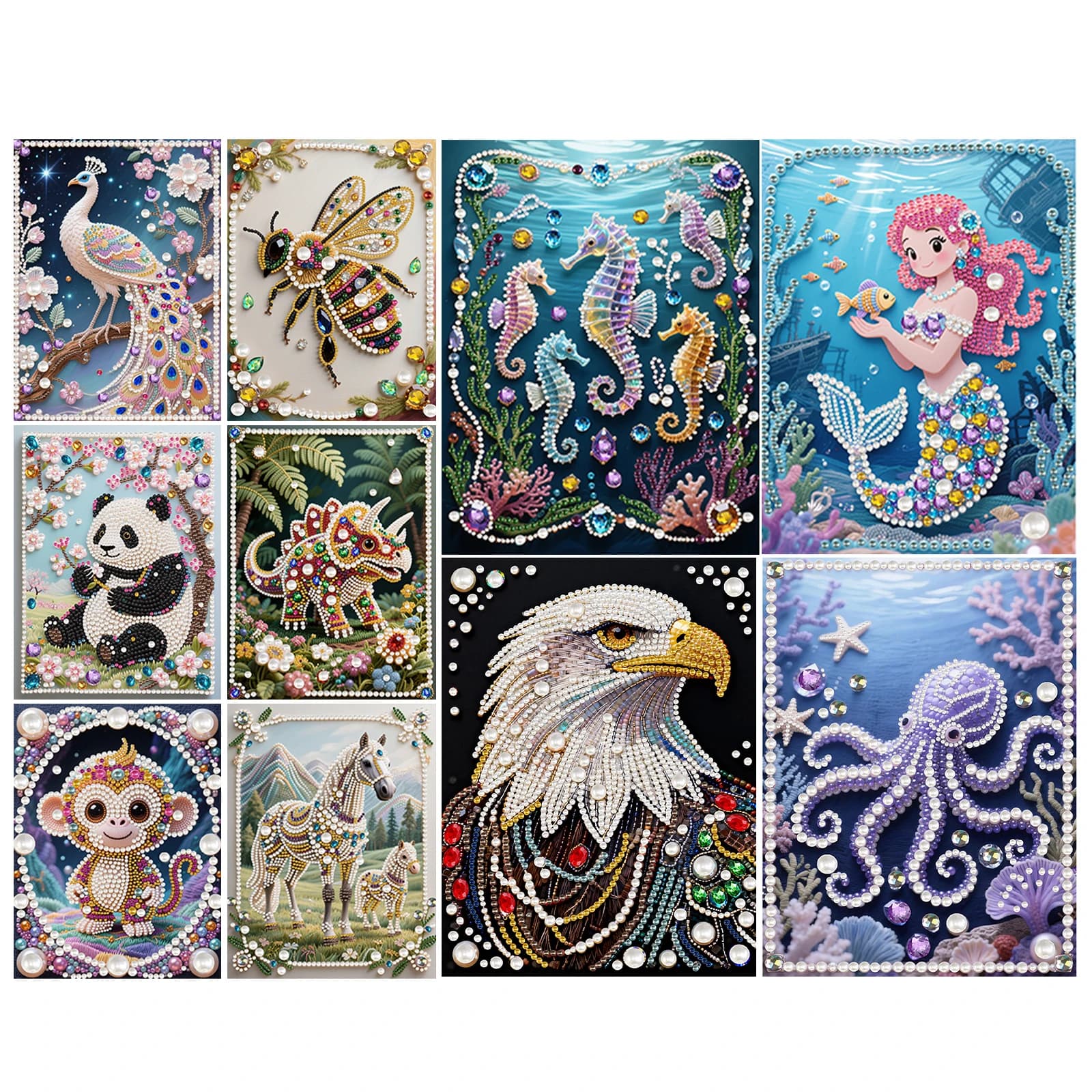 Kit Pittura Diamante 5D Fai da Te a Forma di Animale, con Perle e Gemme, Kit Regalo per Pittura con Diamanti e Perle 11.81x15.75in