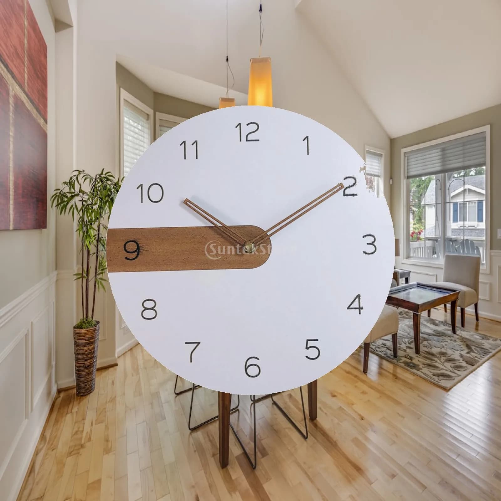 Round Wall Clock Non-Ticking Battery Operated Frameless Horloge Arabic Numeral