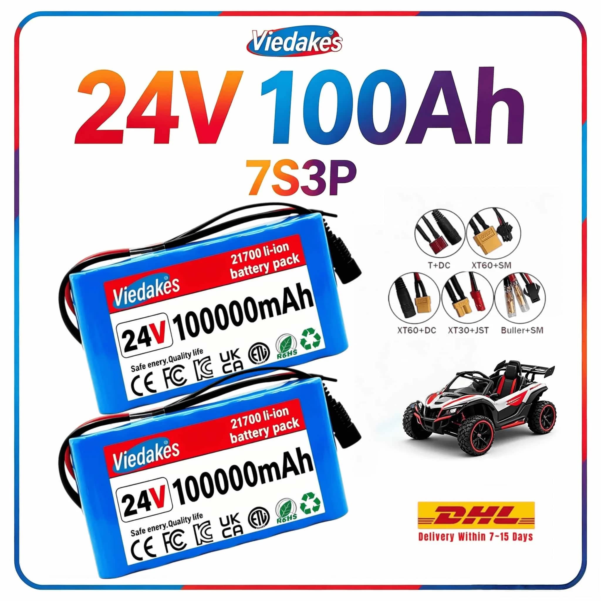 🔥24V 80Ah 21700 Lithium Battery Shockproof BMS, Free 29.4V Charger for Security Camera & All 24V Electric Devices