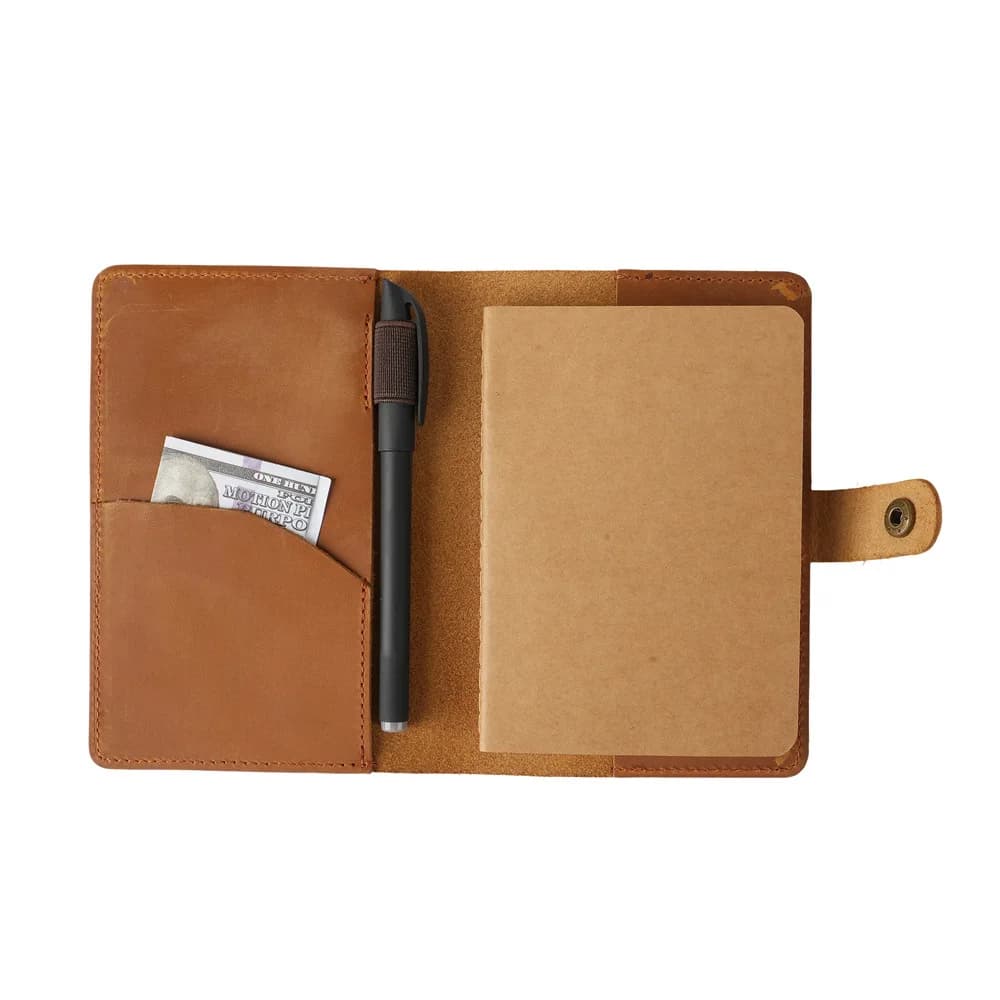 Copertina per diario in vera pelle per note di campo, blocco note portatile ricaricabile con portapenne adatto per quaderni tascabili da 3,5'' x 5,5''