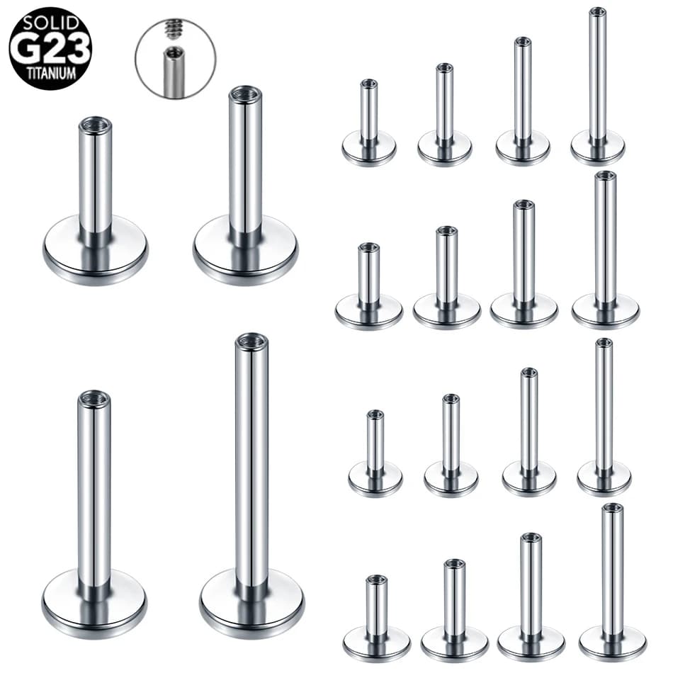 10 Pz/lotto ASTM F136 Titanio Filettatura Interna Lip Labret Piercing per Lobo Narice Orecchio Cartilagine Penetrante Post Sostituzione