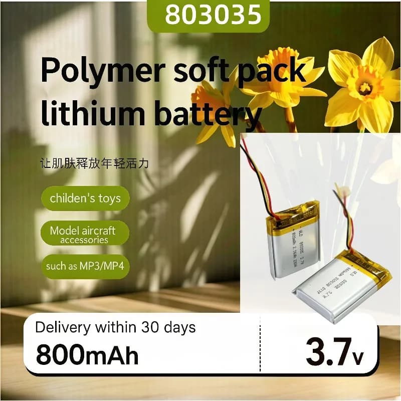 High energy density 803035 polymer lithium battery with 3.7v and 800mAh is now available to protect your health monitoring 24/7.