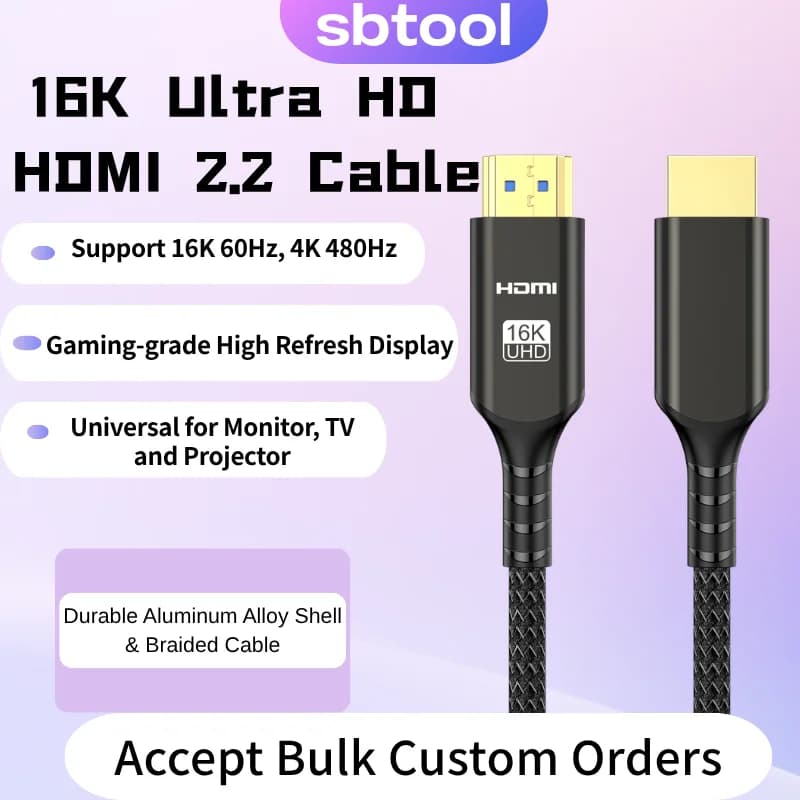 Cavo HDMI 2.2 16K@60Hz 8K@240Hz 4K@240Hz Ultra Alta Velocità 80Gbps Maschio-Maschio Intrecciato per PC, TV, Monitor, Proiettore