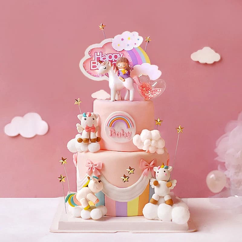Toppers per torte unicorno resina decorazioni per feste di compleanno per bambini strumenti per decorare torte bandiere per torte per Baby Shower bandiere per feste di compleanno