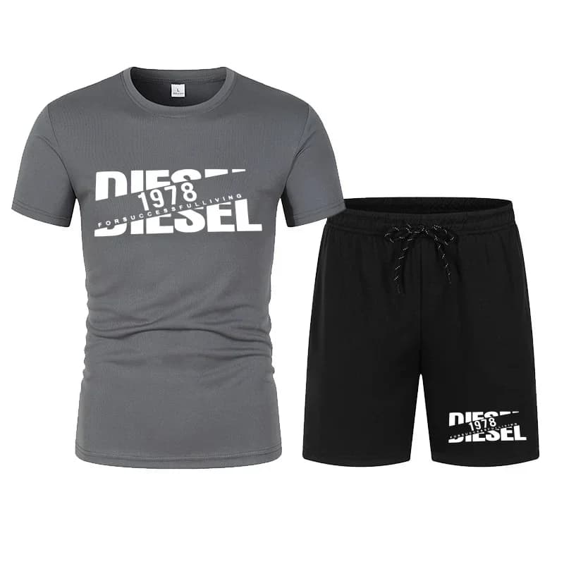New Summer Trend: Men's Casual T-shirts and Shorts Set with Printing, Fashion Sports Clothing for Beach and Jogging, Complete Two Pieces