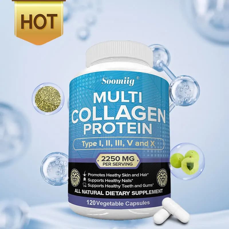 Capsule di peptidi di collagene - Proteine multi-collagene - per capelli Pelle Unghie Denti Gengive Articolazioni, Senza glutine, Non OGM