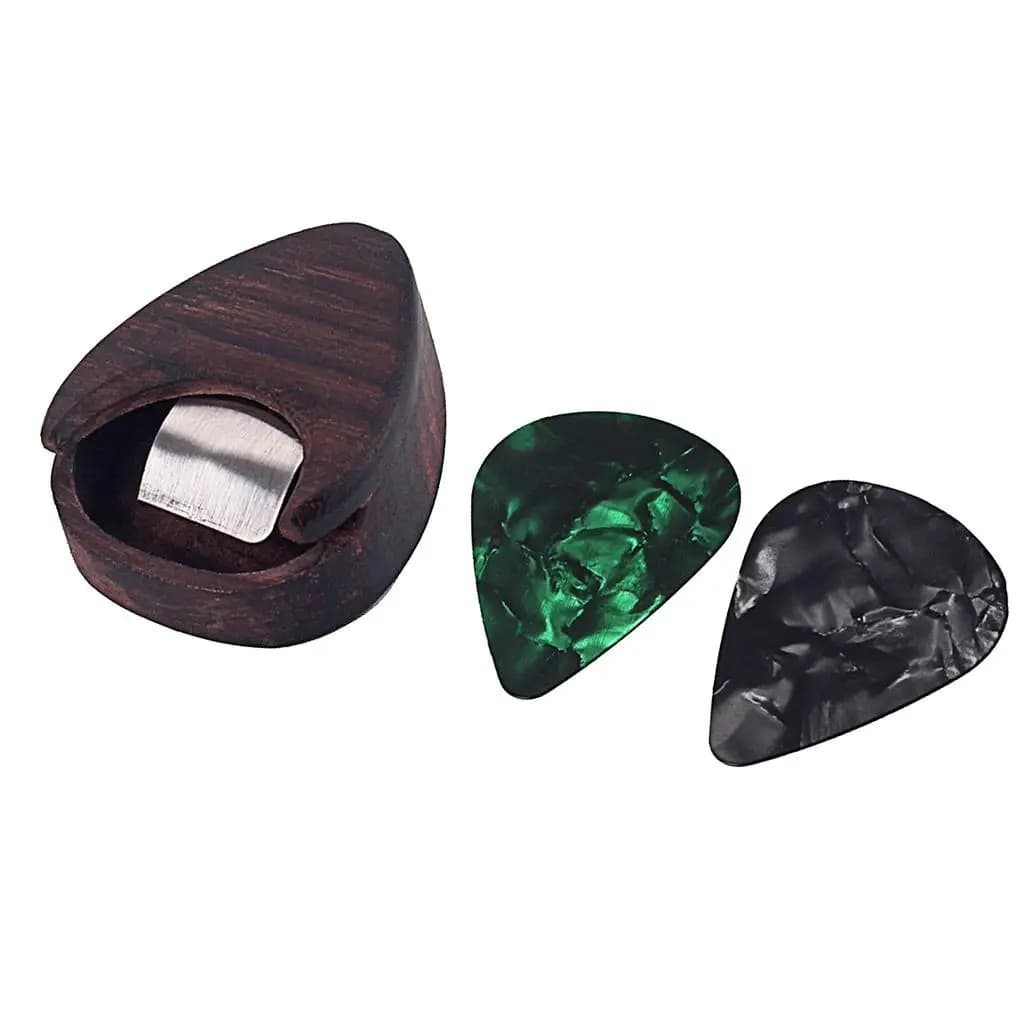 Scatola porta plettri in legno di palissandro ad alta capacità per chitarra acustica