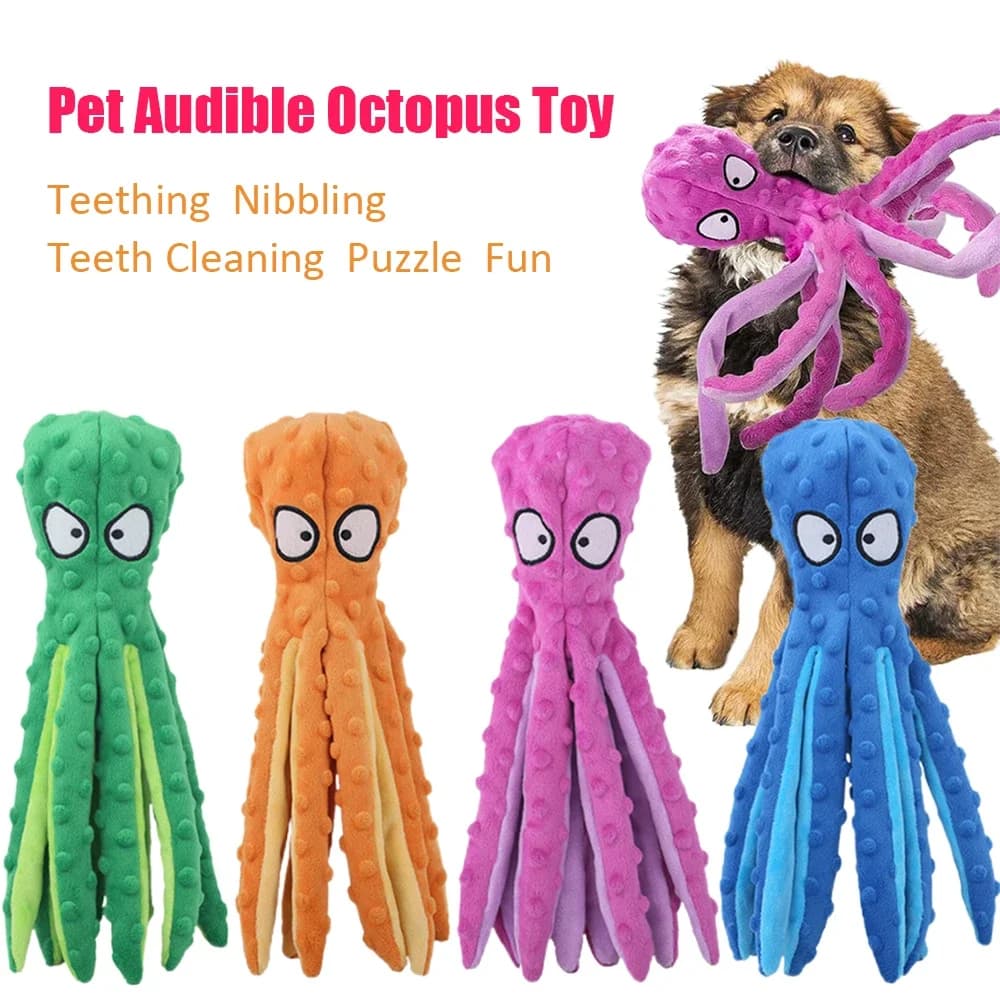 Giocattoli vocali per cani Polpo Peluche morbido non imbottito Cucciolo educativo Dentizione Giocattoli da masticare Forniture durevoli per animali domestici