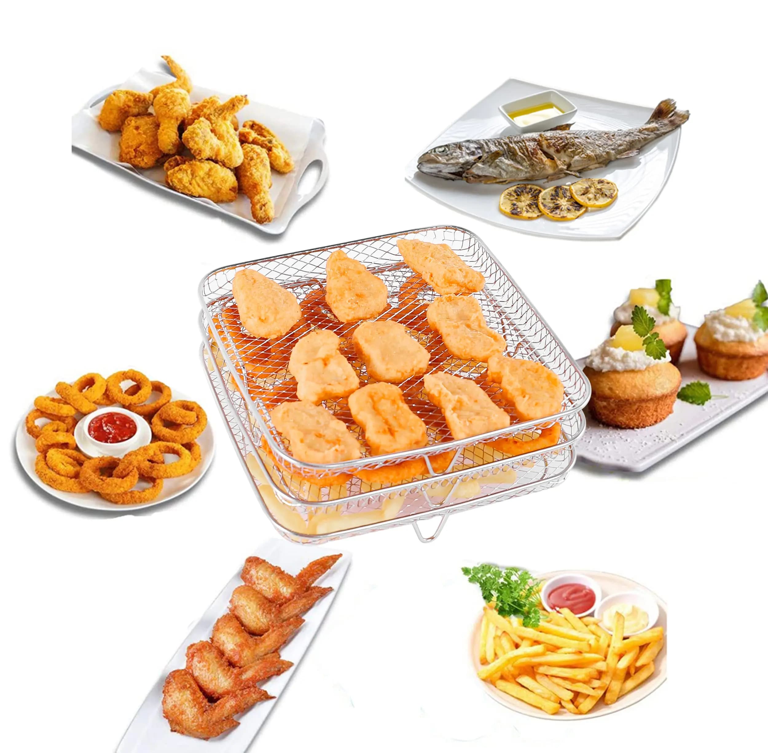 Multilayer Stackable Stainless Steel Tray For Kitchen Accessories