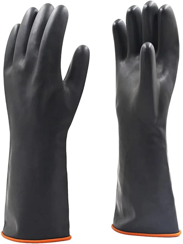 Guanti da Pulizia in Lattice 35cm con Dita in Gomma per Lavaggio Piatti e Pulizia Cucina, Nuovi Guanti in Silicone Neri