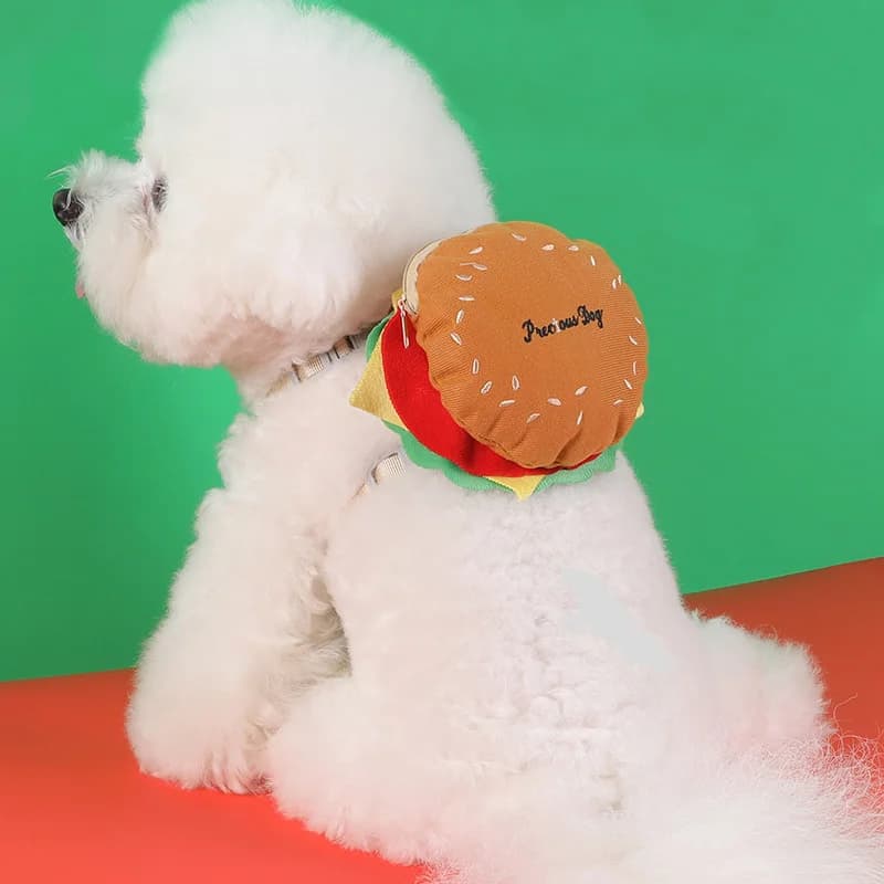 Hamburger Design Dog Harness Leash Set Adjustable Pet Chest Strap for Small Medium Dogs Cats Outdoor Walking Pet Accessories