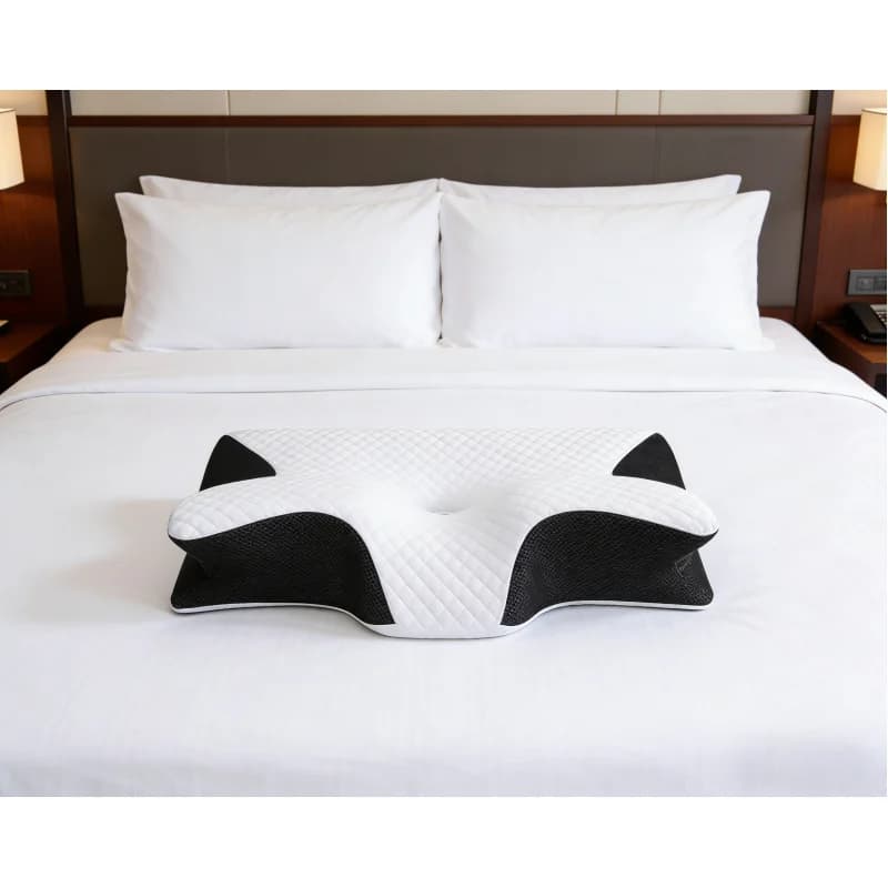 Cuscino Cervicale Ergonomico 2 in 1 in Memory Foam, Cuscino Ortopedico per Supporto del Dolore al Collo con Federa Sostituibile