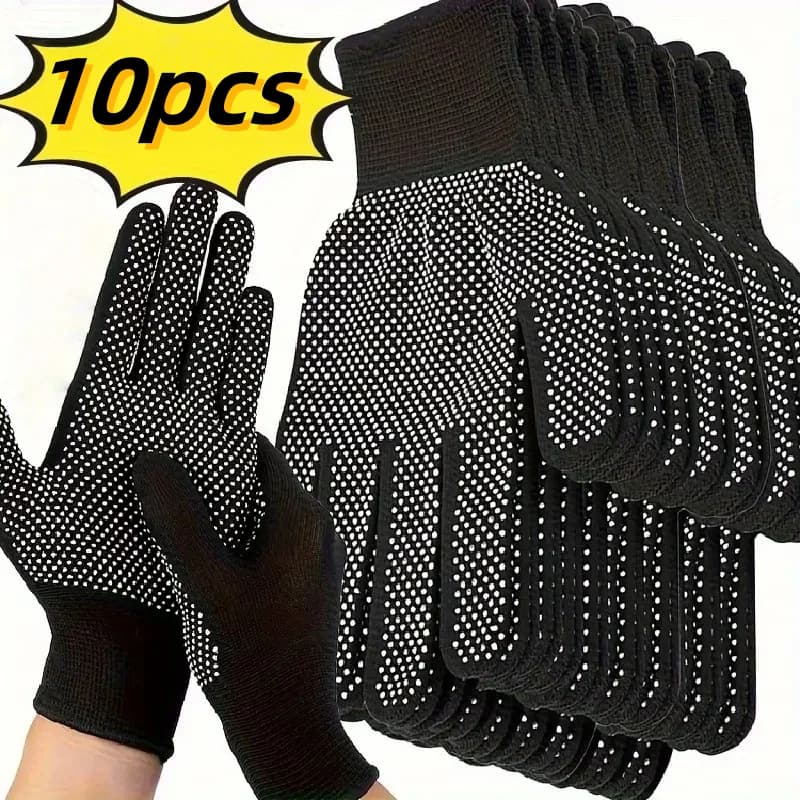 10 Piece Nylon Gloves - Anti-slip breathers for cycling, fishing, camping - Unisex multicolor