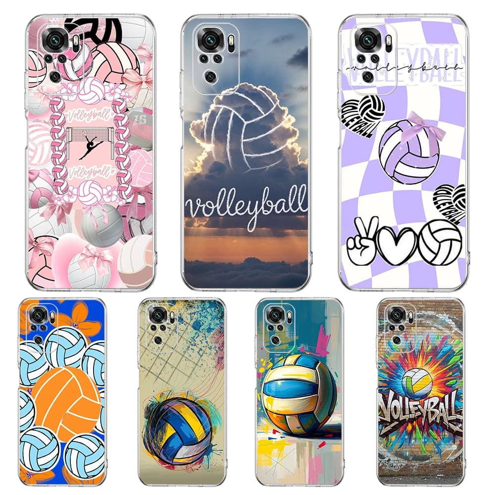 Custodia per telefono trasparente dipinta a tema pallavolo per Redmi 14C 13C 10C Note 13 12 11 K40 K50 Pro Plus 5G, Cover morbida in TPU, Guscio Protettivo