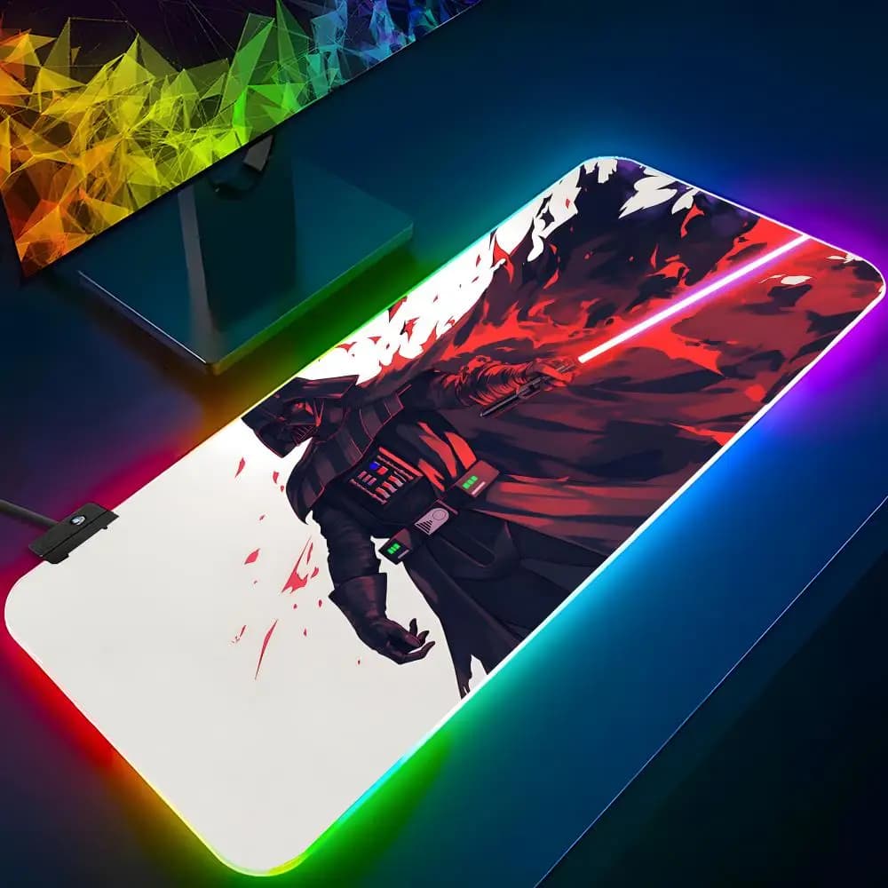 S-StarS W-Wars Mouse Pad RGB Backlit Mouse Pad Laptop Mouse Pad Laptop Gamer Computer Desk Gaming Accessories