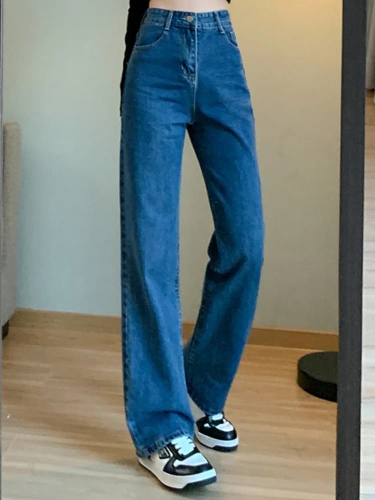 2024 Donne A Vita Alta di Grandi Dimensioni Allentato Mamma Jeans Della Signora Streetwear Denim Y2k Pantaloni a Gamba Dritta Ragazze Blu Baggy Pantaloni a Gamba Larga