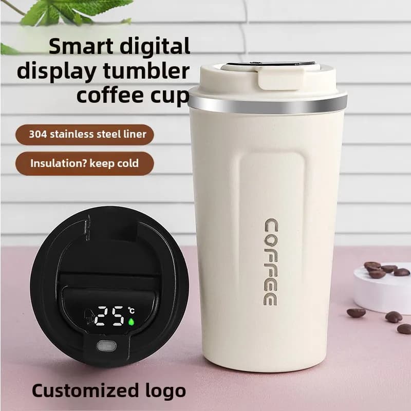 Bicchieri Oem in tazza regalo sfusa Fahrenheit Bottiglia d'acqua intelligente economica in acciaio inossidabile con display della temperatura a LED Termo