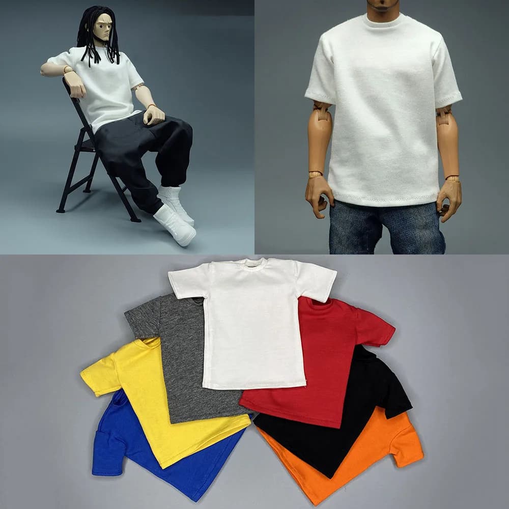 In magazzino t-shirt uomo tinta unita In scala 1/6 Casual manica corta allentata top abbigliamento modello Fit 12 ''Soldier Action Figure Body