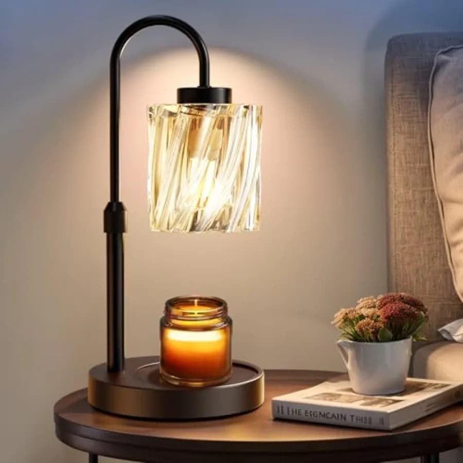 Lampada Scaldacandele con Timer, Dimmer, Altezza Regolabile e Base Antiscivolo, 2 Lampadine Incluse, Regalo per Compleanno e Festa della Donna