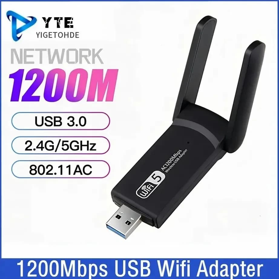 Adattatore Wifi USB Wireless da 1200Mbps Dual Band 5GHz 2.4Ghz 802.11AC RTL8812BU scheda di rete Dongle per Antenna Wifi per Desktop portatile