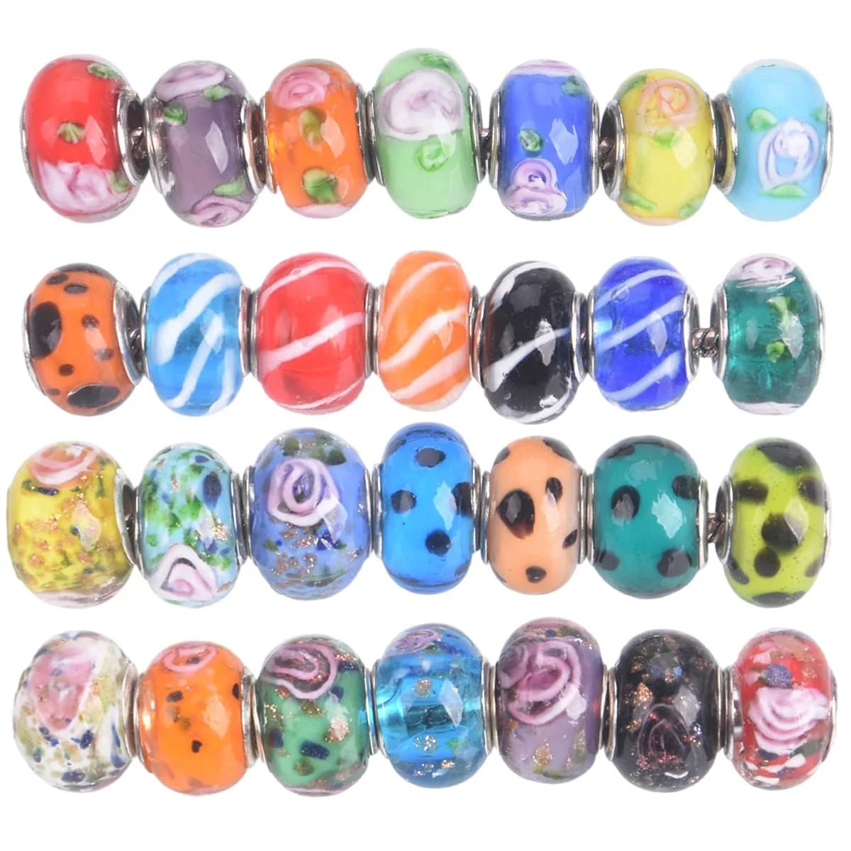5 PZ 14mm Forma Rondelle Fatti A Mano Murano Vetro di Murano Pendenti E Ciondoli Europei Foro Grande Perline Sparse Per Il Braccialetto FAI DA TE Risultati 1 # ~40 #