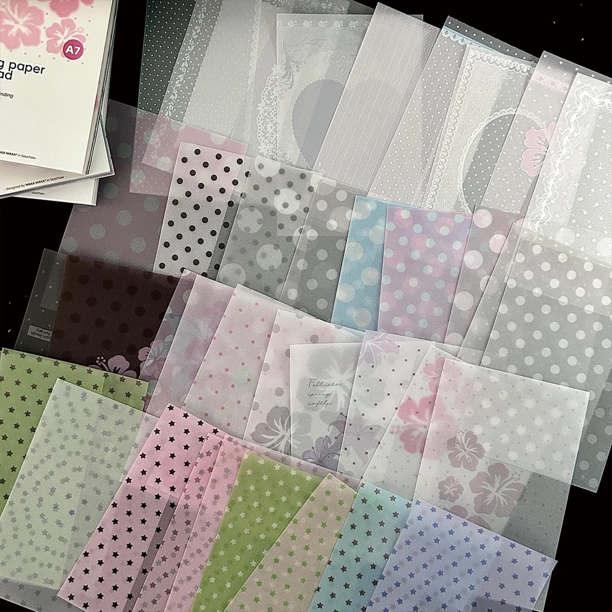 WAKAWAKA A7 Vellum Paper Pad 100 Sheets Scrapbooking Paper Note Pad Memo Book 10 Designs Tearable Journal Planner To Do List Sta