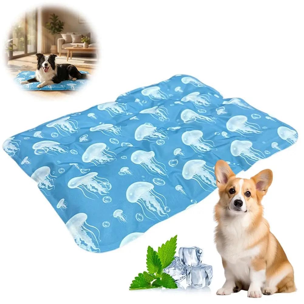 Dog Cooling Mat 4 Sizes Pet Self Cooling Gel Mat with Anti-Slip Bottom, Summer Self-Cooling Dog Cat Ice Pad for Crate, Floor,Car