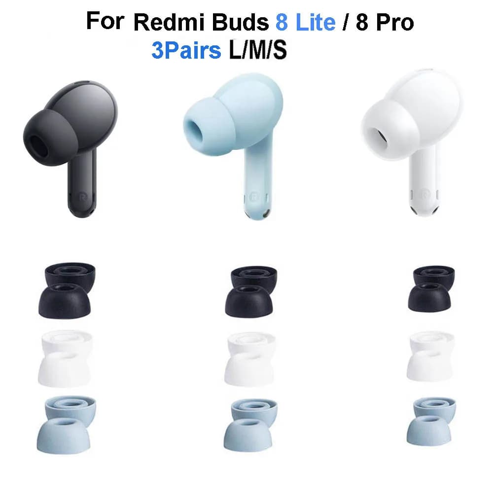 3 Paia di Cuscinetti Auricolari in Silicone per Xiaomi Redmi Buds 8 Lite 8Pro, Copri Auricolari, Custodia