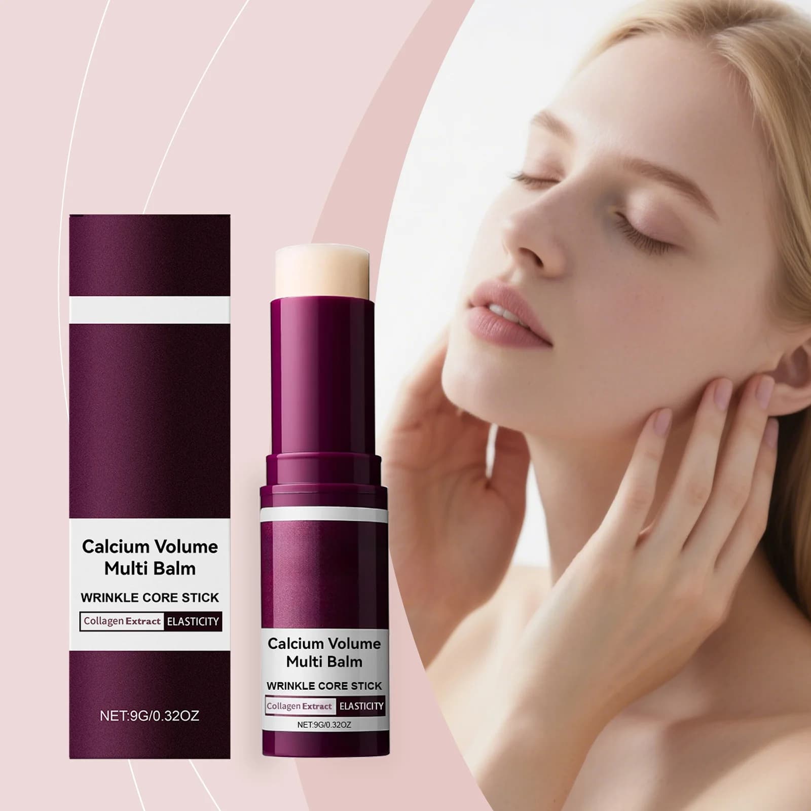 Calcium Volume Multi Balm Wrinkle Stick 9g Collagen Hydrating Moisturizer Stick Long Lasting Dry Skin Repair Primer Makeup Balm