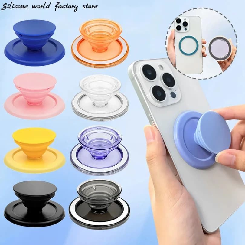 Supporto per presa per presa magnetica pieghevole per telefono cellulare in silicone World per staffa portatile con supporto espandibile per dito ad anello Magsafe