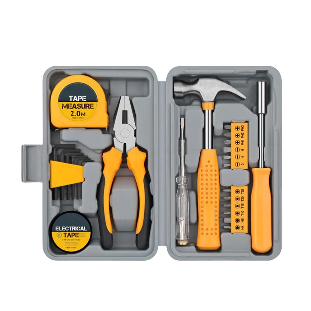 Kit di attrezzi fai-da-te da 24 pezzi per donne - Mini set di attrezzi domestici in giallo per la manutenzione e le riparazioni di base di casa e ufficio