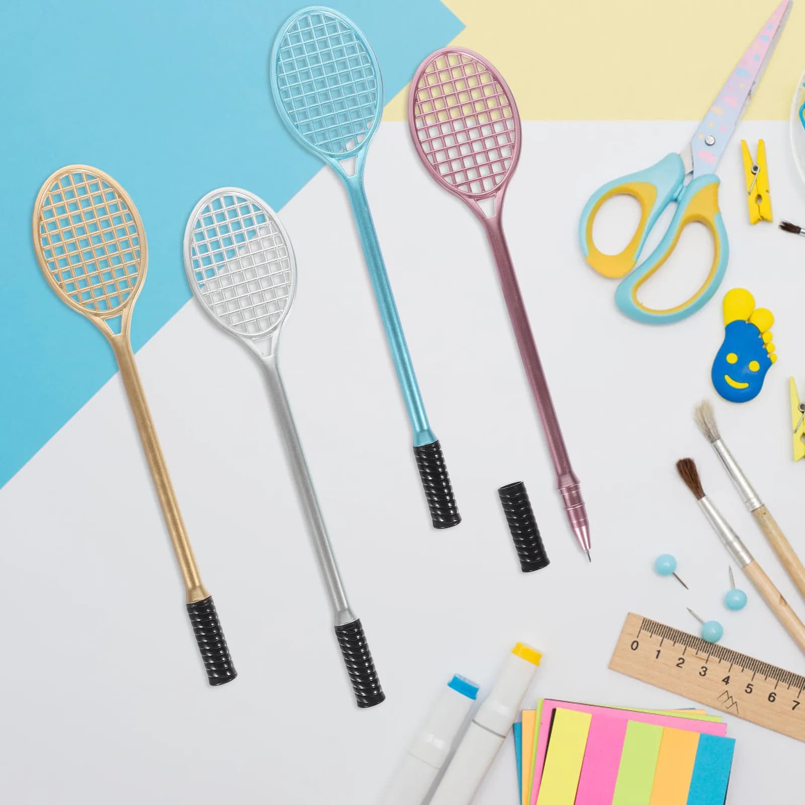 10 Pezzi Penne Gel a Forma di Racchetta da Tennis, Scrittura Fluida, Regalo di Cancelleria per Bambini e Studenti, Ideali per Cartoline di Auguri Scolastiche, Portatili
