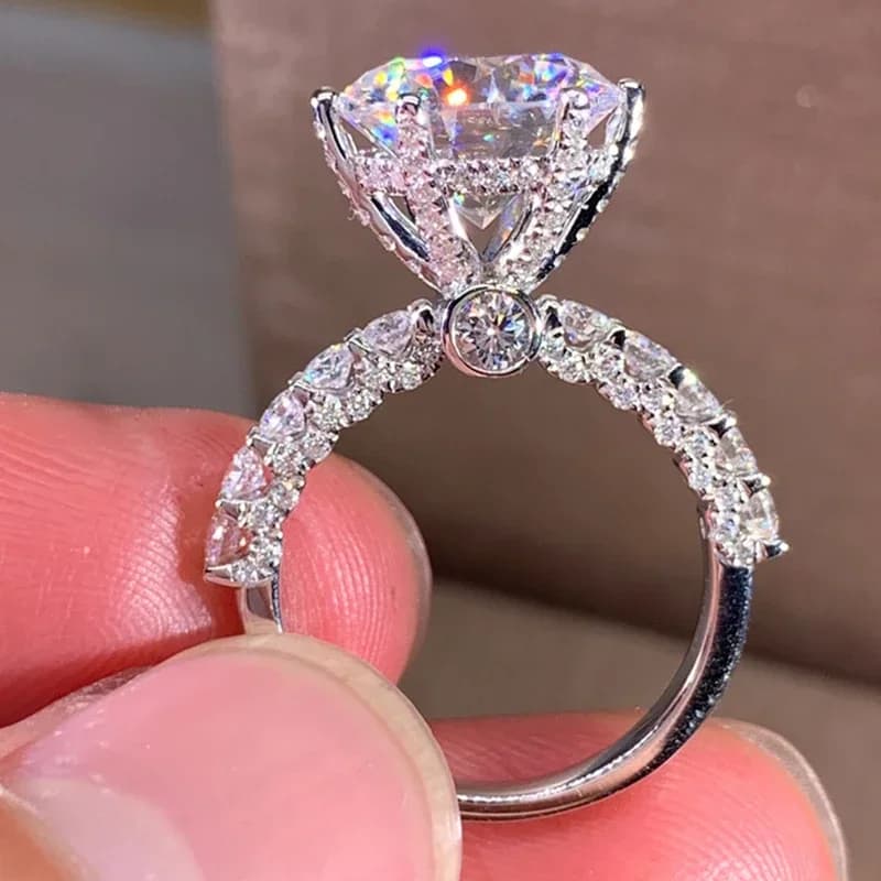 Anelli di fidanzamento con zirconi bianchi di lusso per le donne colore argento elegante sposa accessori per feste di matrimonio regali gioielli alla moda