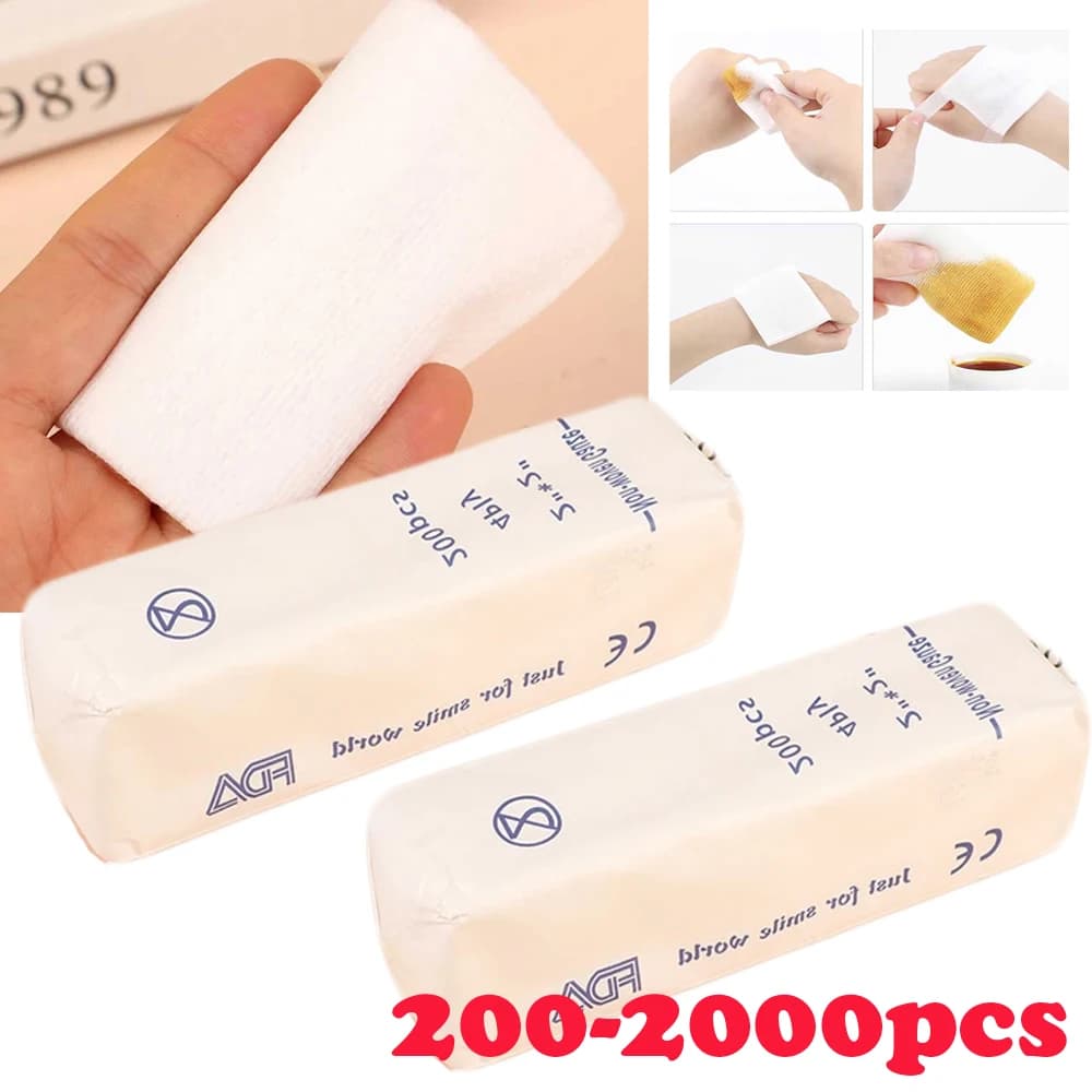 200-2000 pezzi di garza in cotone kit di pronto soccorso medicazione di emergenza garza sterile 5 * 5 cm